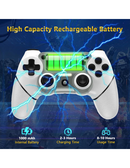 Controlador Inalámbrico Sombbry PS4 Blanco con Vibración