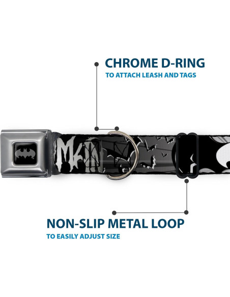 Collar de Perro Buckle-Down Batman 3,81 cm Negro/Blanco