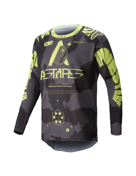 Jersey Alpinestars Racer Hollow Camo Oscuro 2X Amarillo Fluo