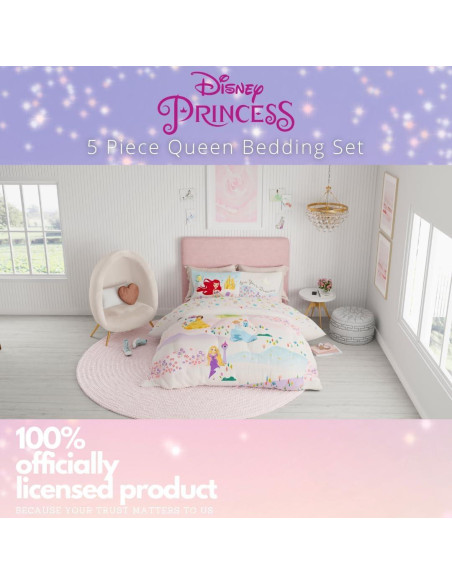 Conjunto de Ropa de Cama Franco Princesa Disney Reina 5 Piezas