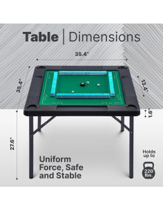 Mesa de Juego Plegable Queensell 93.98x93.98cm con Tapete 2