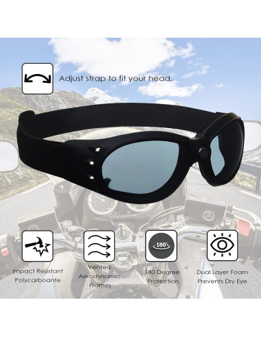 Gafas de Seguridad Bikershades con Espuma Acolchada UV400