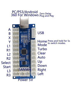 Controlador Arcade USB SJ@JX LED Zero Delay PC PS3 2