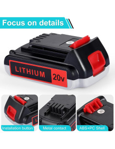 Batería de Reemplazo 20V 3000mAh para Black & Decker - 2 Paquetes 2