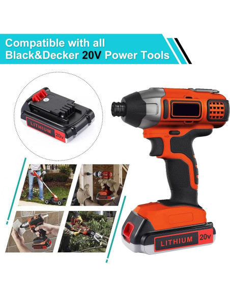 Batería de Reemplazo 20V 3000mAh para Black & Decker - 2 Paquetes
