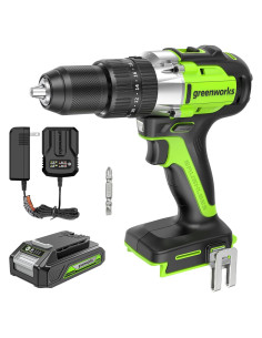 Taladro Percusión Inalámbrico Greenworks 24V 2Ah Motor Sin Escobillas