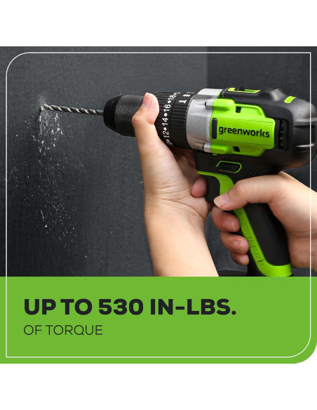 Taladro Percusión Inalámbrico Greenworks 24V 2Ah Motor Sin Escobillas