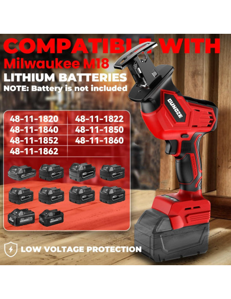 Sierra Recíproca Inalámbrica GUNOZE 18V 3 Velocidades 0-3500