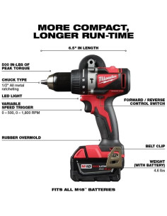 Martillo sin escobillas Milwaukee M18 1/2" 1800 RPM Rojo 2
