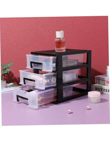 Organizador de Cajones de Plástico NUOBESTY 3 Capas Negro