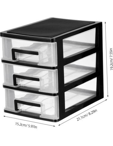 Organizador de Cajones de Plástico NUOBESTY 3 Capas Negro