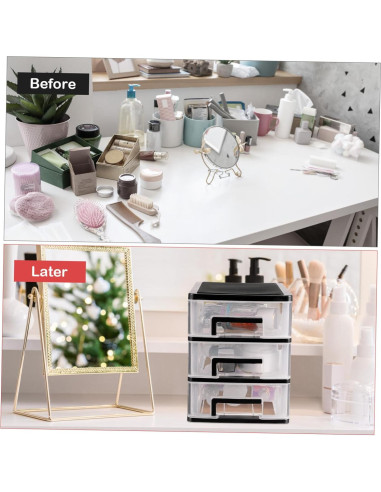 Organizador de Cajones de Plástico NUOBESTY 3 Capas Negro