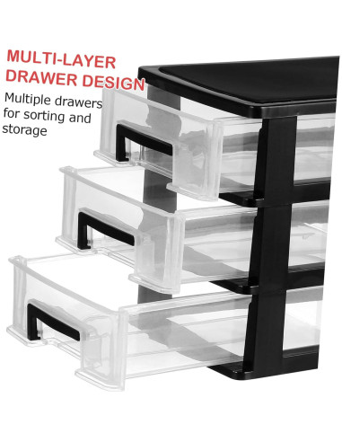 Organizador de Cajones de Plástico NUOBESTY 3 Capas Negro