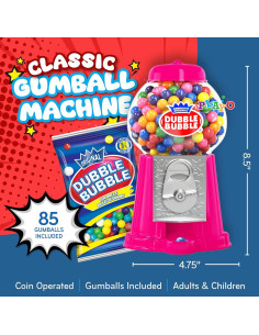 Dispensador de Chicles Rosa Operado por Monedas con 85 Chicles 2