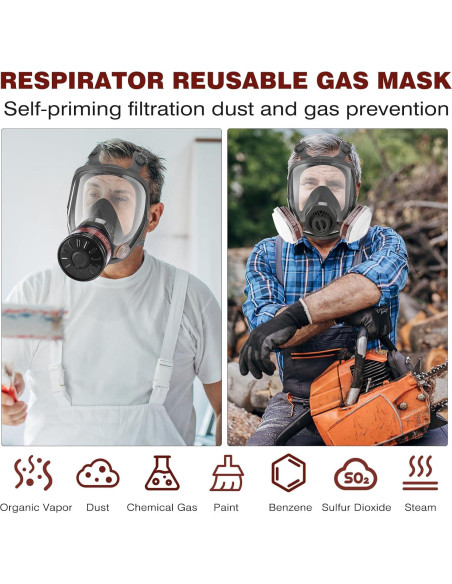 Máscara de Gas Completa Reutilizable 40mm - Filtro Carbón Activado