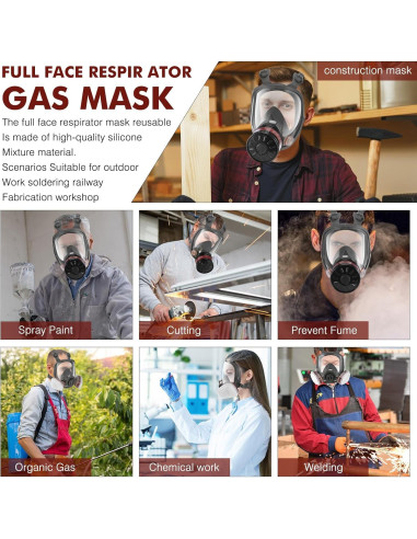 Máscara de Gas Completa Reutilizable 40mm - Filtro Carbón Activado