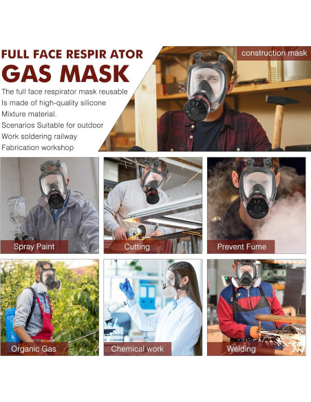 Máscara de Gas Completa Reutilizable 40mm - Filtro Carbón Activado