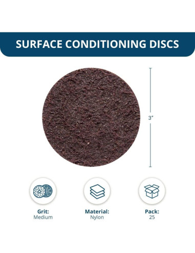 Discos de Acondicionamiento de Superficie 3" Benchmark Abrasives - Nylon Medio (Paquete de 25)