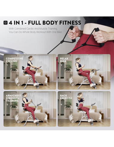 Bicicleta de Ejercicio Plegable Birdfeel 5-en-1 Resistencia Magnética