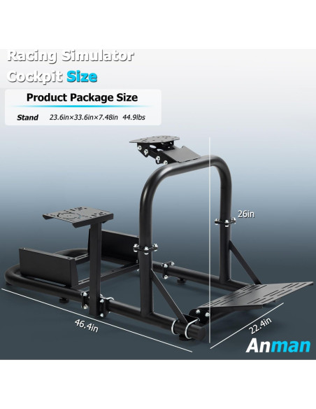 Cockpit PRO Simulador de Carreras Anman Ajustable 82.77x57.43cm Cockpit PRO Simulador de Carreras Anman Ajustable 82.77x57.43cm
