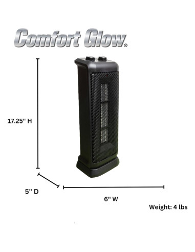 Calentador de Torre Cerámico Comfort Glow CEH625 1500W Oscilante