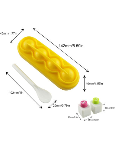 Moldeador de Sushi JCBIZ 4 Piezas para Bolas de Arroz