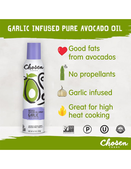 Spray de Aceite de Aguacate Infundido con Ajo Chosen Foods 133g