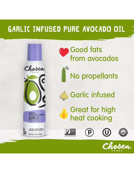 Spray de Aceite de Aguacate Infundido con Ajo Chosen Foods 133g