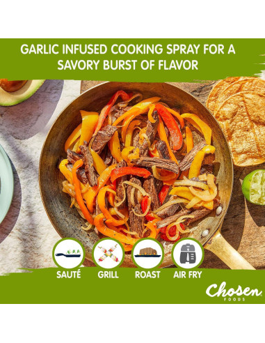 Spray de Aceite de Aguacate Infundido con Ajo Chosen Foods 133g