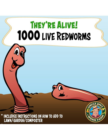 Lombrices Rojas para Compostaje Granja del Tío Jim 1000 Unidades