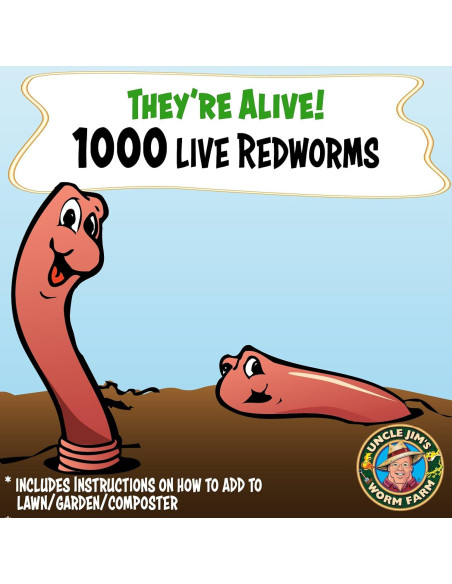 Lombrices Rojas para Compostaje Granja del Tío Jim 1000 Unidades