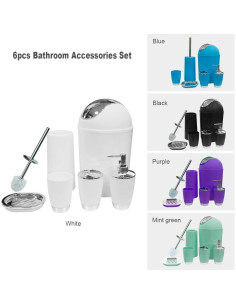 Juego de Accesorios de Baño 6 Piezas DAWANGSOLI Blanco 2