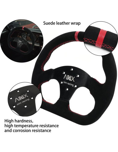 Volante de Carreras RASTP 32.5cm Cuero Suede Negro