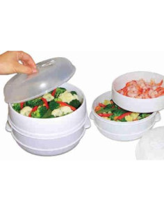 Vaporera de Verduras de Microondas 2 Niveles Dependable 415 2