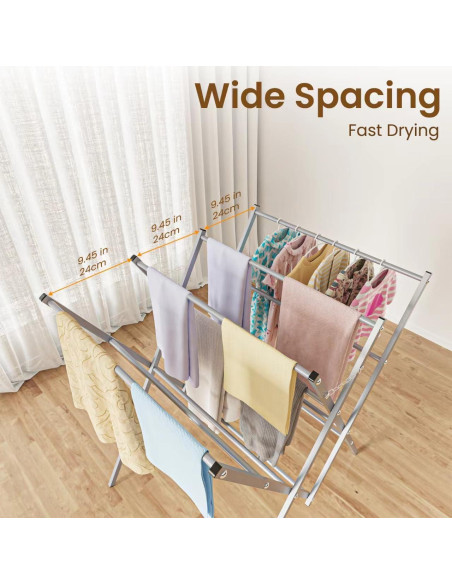Estante de Secado Metálico Whitmor Sobredimensionado Plata
