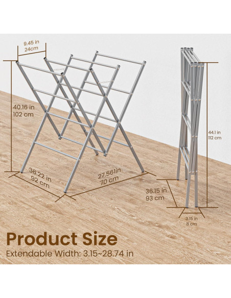 Estante de Secado Metálico Whitmor Sobredimensionado Plata