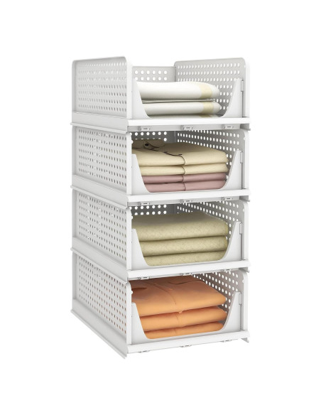 Cesta de Almacenamiento Plástica Apilable Pinkpum 4 Pzas