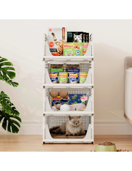 Cesta de Almacenamiento Plástica Apilable Pinkpum 4 Pzas