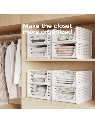 Cesta de Almacenamiento Plástica Apilable Pinkpum 4 Pzas