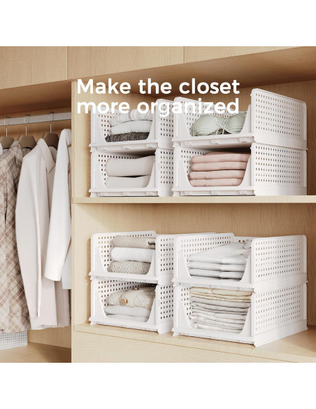 Cesta de Almacenamiento Plástica Apilable Pinkpum 4 Pzas