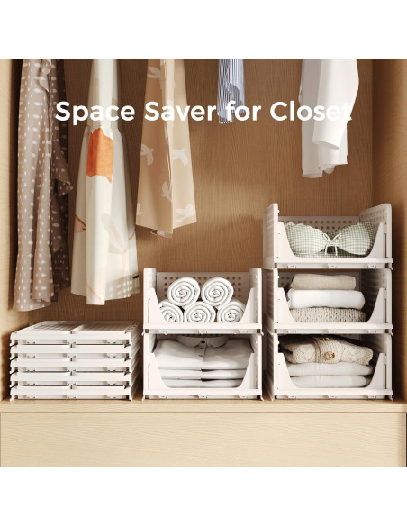 Cesta de Almacenamiento Plástica Apilable Pinkpum 4 Pzas