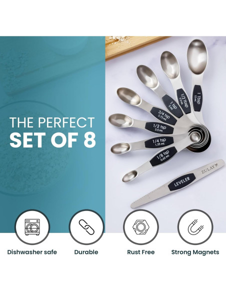 Juego de Cucharas Medidoras Magnéticas Zulay Kitchen 8 Pzas