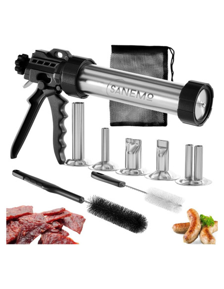 Pistola de Jerky SANEMO 0.68 kg con 5 Boquillas y Accesorios