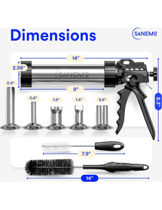 Pistola de Jerky SANEMO 0.68 kg con 5 Boquillas y Accesorios 2