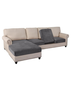 Cubiertas de Sofá Seccional PrinceDeco 4 Piezas Terciopelo Gris
