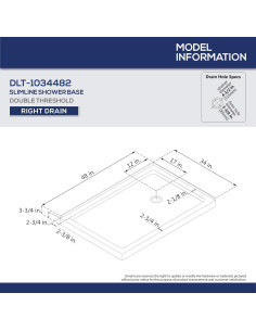 Base de Ducha DreamLine SlimLine 86x122 cm Doble Umbral Blanco 2