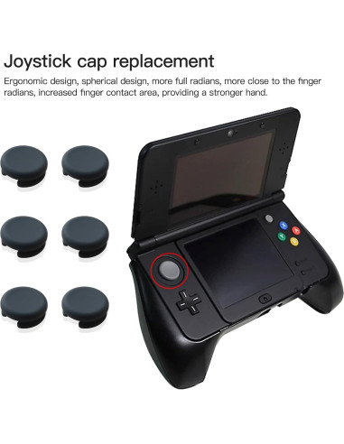 6 Tapas Repuesto Joystick Circular Gris para Nintendo 3DS