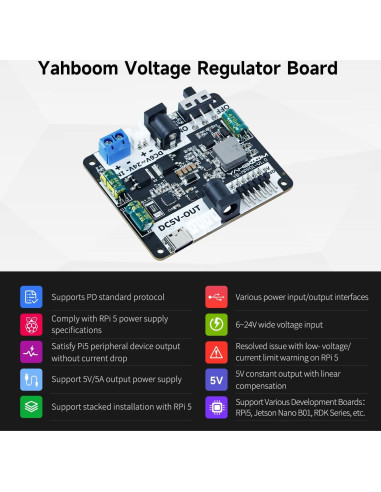 Placa de Expansión de Potencia Yahboom para Raspberry Pi 5 8GB