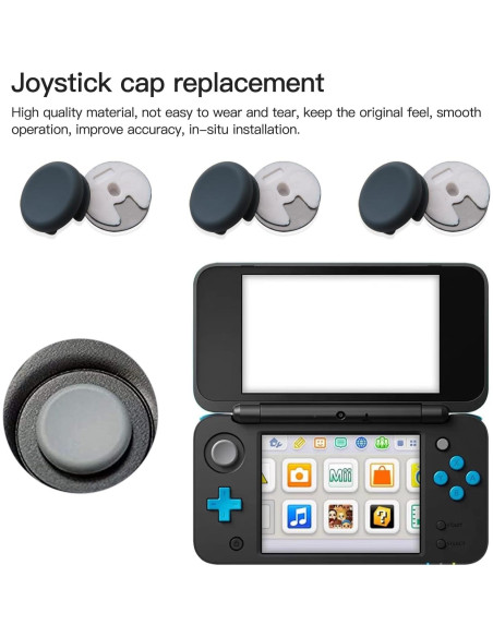 6 Tapas de Repuesto Joystick Pulgar Gris Compatible Nintendo 3DS