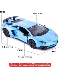Coche de Juguete Aventador LP700-4 Azul 1:36 Retroceso 2